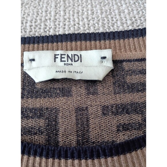 FENDI Brown Zucca Monogram Knit Crop Top & Leggings Set | Size US 4 / IT 40 - Picture 4 of 14